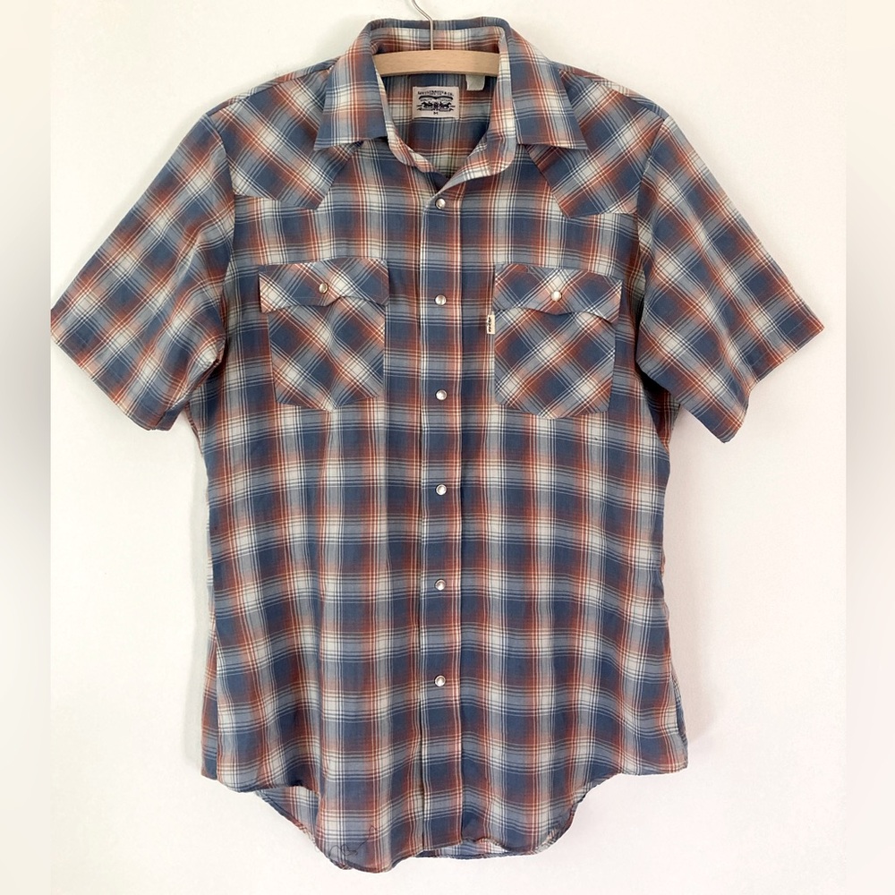 Vintage 80s 90s Levi’s plaid short sleeve western shirt size M